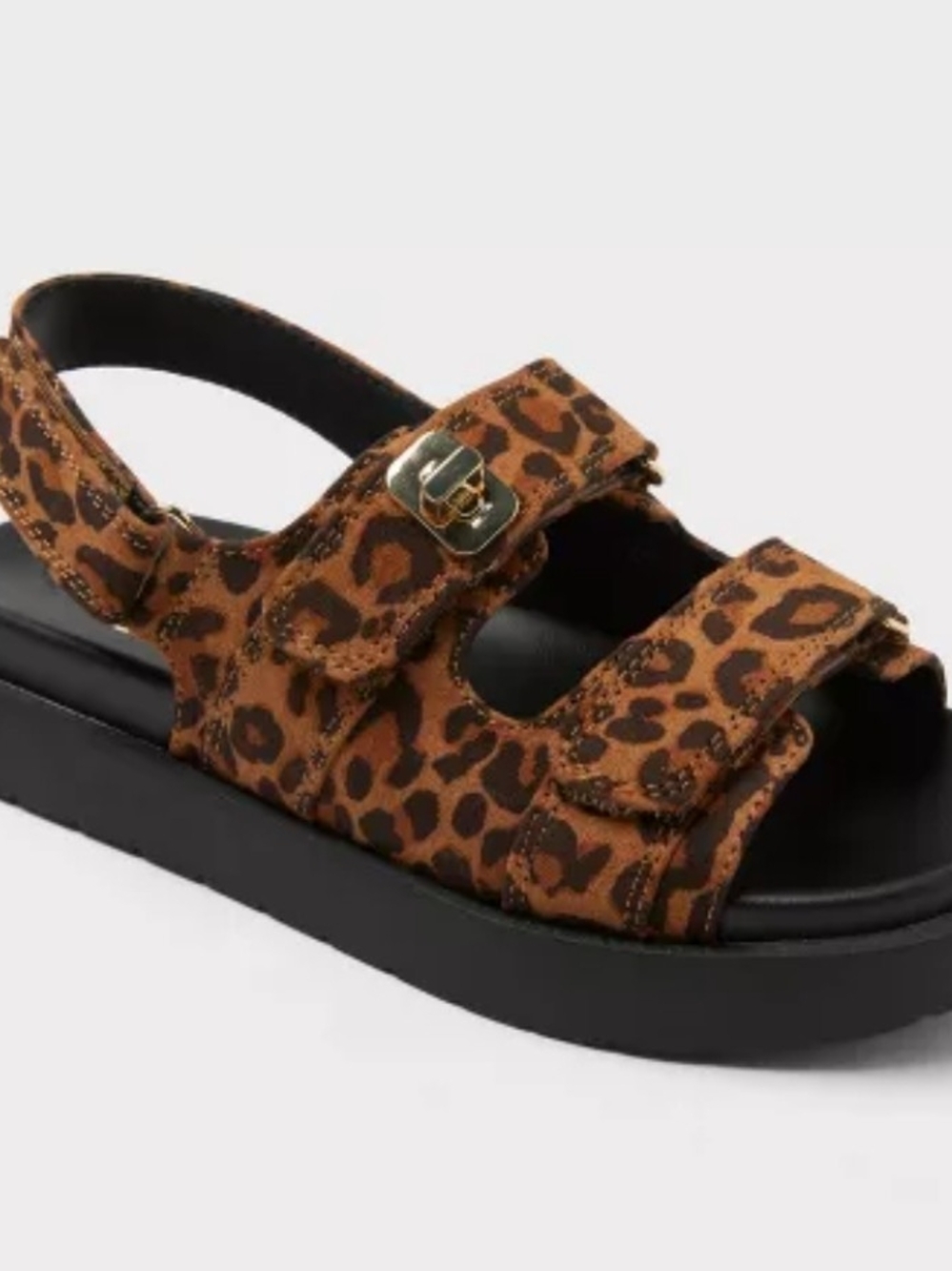 Art Class Girls Verity Platform Gold Hardware Brown Leopard Print Sandals Size 1